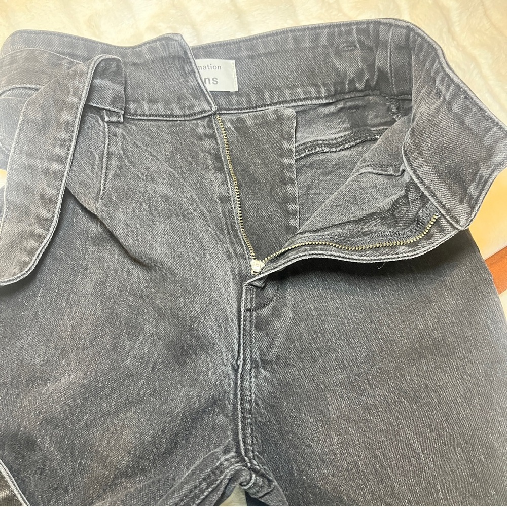 Reformation Kayo High Rise Black Wash Belted Ankle Chic Skinny Jeans SZ 25 - Picture 8 of 16